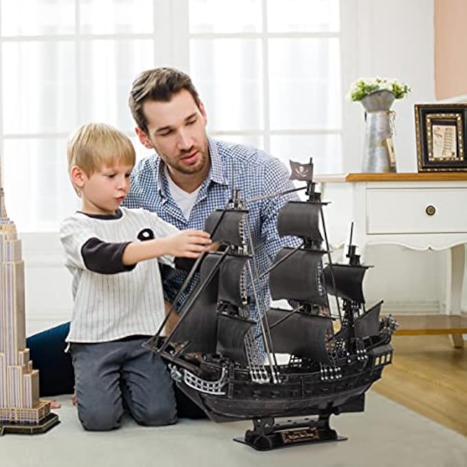 3D PUZZLE QUEEN ANNE'S REVENGE - 3D PUZZLE FOR CHILDREN | 3D PUZZLE ADULTS | BLACK PEARL MODEL SHIP | 3D PUZZLE CHILDREN | 3D PUZZLE ADULTS | 328 PIECES - Image 2